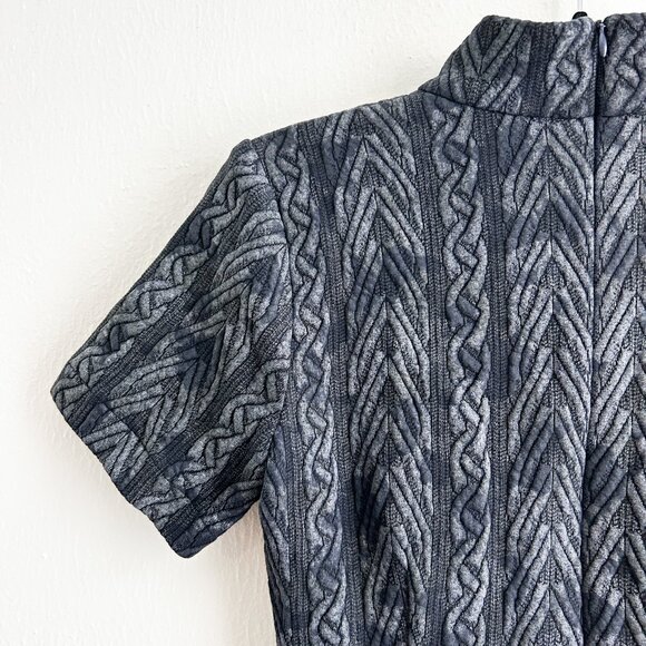 ANNELORE Textured Jacquard Mini Dress with Mock Neck & Sculpted Pockets - Picture 6 of 9